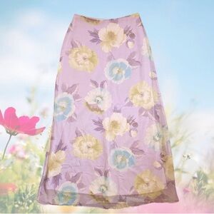 Floral Maxi Skirt - Purple and Cream